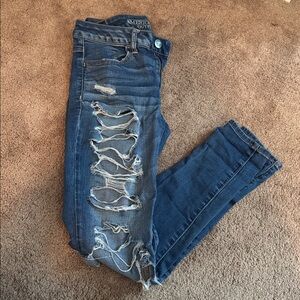 American Eagle Outfitters Ripped Blue Jeggings